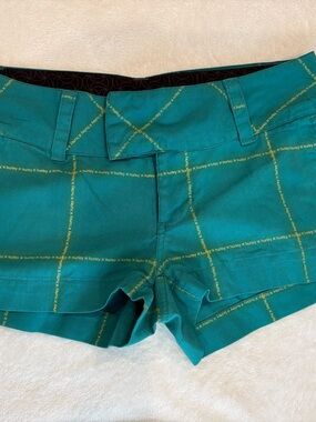 Hurley Teal Plaid Logo Women's Shorts